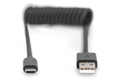 DIGITUS USB 2.0 - USB - A auf USB - C Spiralkabel max. 1m
