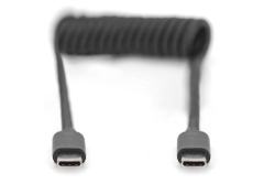 DIGITUS Ladekabel USB-C->USB-C Spiralkabel 1m schwarz
