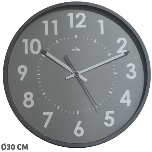 Wanduhr Quarz, Ø 30cm, grau