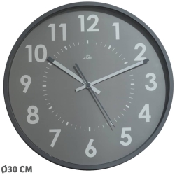 Wanduhr Quarz, Ø 30cm, grau