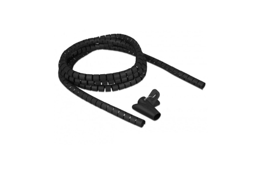 DELOCK Spiralschlauch m. Einziehwerkzeug 2,5m x 15mm schwarz