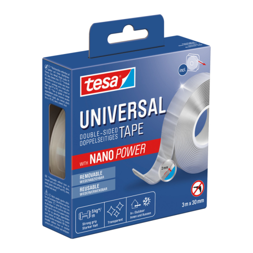 Doppelklebeband Universal Tape, 3 m x 30 mm, 5kg, transparent