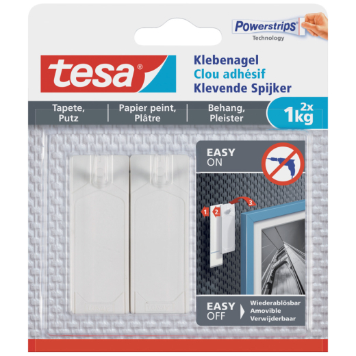 Powerstrips® Klebenagel - ablösbar, Tragfähigkeit 1kg, weiß, 2 Stück