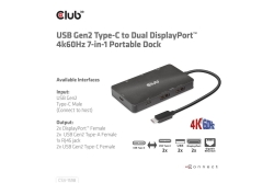 Club3D USB-C 7in1-HUB >2xDP/2xUSB/2xUSB-C/LAN 4K60Hz PD100W retail