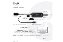 Club3D Adapter HDMI + MicroUSB > DP 4K120Hz aktiv St/Bu retail