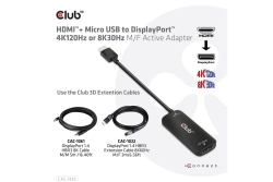 Club3D Adapter HDMI + MicroUSB > DP 4K120Hz aktiv St/Bu retail