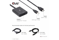 Club3D Adapter HDMI + MicroUSB > DP 4K120Hz aktiv...