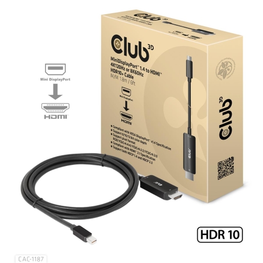 Club3D Kabel MiniDP 1.4 > HDMI 1,8m 8K60Hz St/St retail