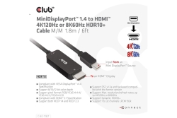 Club3D Kabel MiniDP 1.4 > HDMI 1,8m 8K60Hz St/St retail