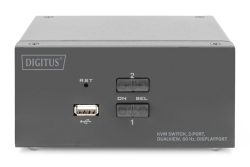 DIGITUS KVM Switch, 2-Port, 4K60Hz, 4xDP in,2xUSB-B,2xAudio