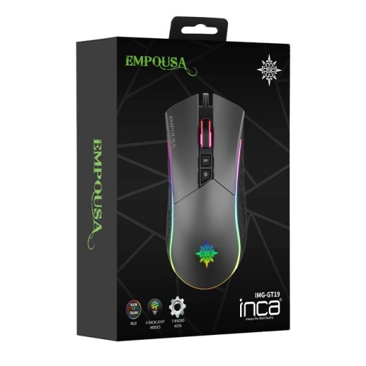INCA Gaming Maus RGB/ 4800DPI/ 7Tasten/USB 1.65m schwarz retail
