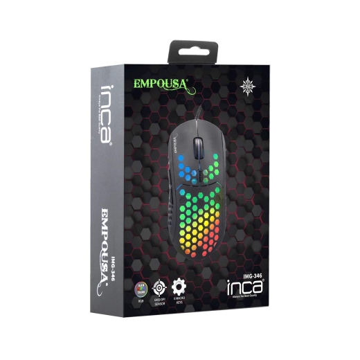 INCA Gaming Maus RGB/ 6400DPI/ 6Tasten/USB 1.50m schwarz retail