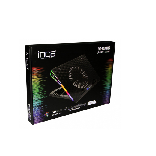 INCA Notebook Kühler 1x 185x20mm Lüfter/RGB/ 800RPM/2xUSB sw retail