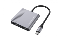 CONCEPTRONIC 4-1 Dock USB-C->2xHDMI/USB-A/100WPD 25cm gr