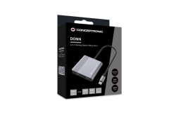 CONCEPTRONIC 4-1 Dock USB-C->2xHDMI/USB-A/100WPD 25cm gr