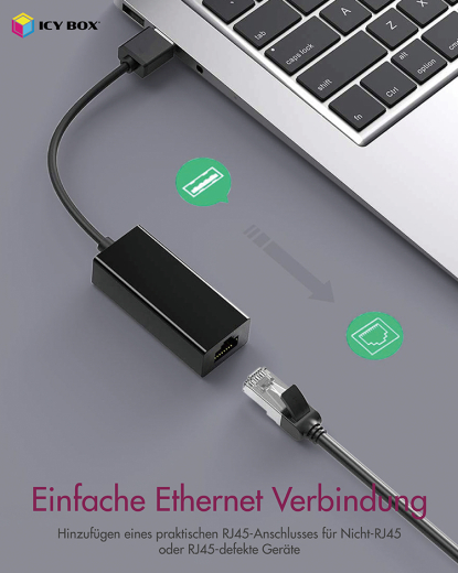 Adapter IcyBox USB 3.2 Gen1 zu Gigabit Ethernet retail