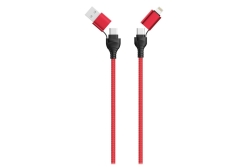 2GO USB / Type C Ladekabel 4 in 1 USB A, Lighn. 120cm rot