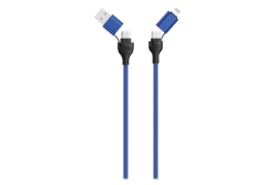 2GO USB / Type C Ladekabel 4 in 1 USB A, Lighn. 120cm blau