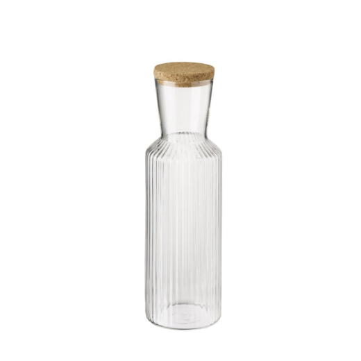 Glaskaraffe Lines mit Korkdeckel, 1L