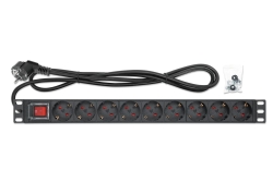 INTELLINET Steckdosenleiste 9fach 2m Kabel 1HE Netzschalter
