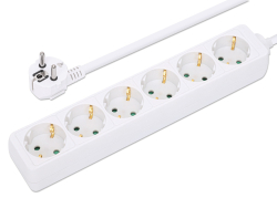 MANHATTAN Steckdosenleiste 6fach 2m Kabel weiß Schutzkontakt