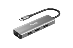 Equip Adapter USB-C->HDMI/DP/VGA/USB2.0 4K/ 60Hz 0.15m Alu.