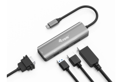 Equip Adapter USB-C->HDMI/DP/VGA/USB2.0 4K/ 60Hz 0.15m Alu.
