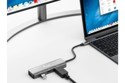 Equip Adapter USB-C->HDMI/DP/VGA/USB2.0 4K/ 60Hz 0.15m Alu.