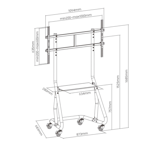 Equip Bodenstandhalter 60-105/1TFT 100kg Heavy-Duty gr lite Retail