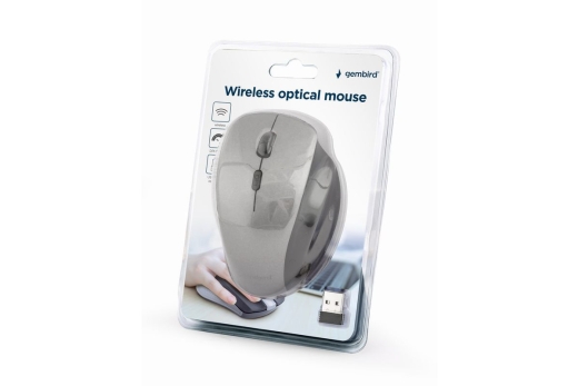 gembird Maus OPT WIRELESS 6 Tasten USB Nano-Empf. schw./grey