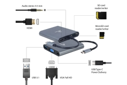 gembird USB Typ-C 6-in-1 Kombi Adapter spacegrau