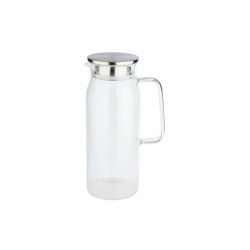 Glaskaraffe -1,5l, Edelstahldeckel, mit Griff