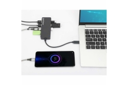 MANHATTAN 7-Port USB Hub C-Stecker A-Buchse 5Gbit/s schwar