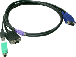 LevelOne KVM Kabel VGA->VGA,USB-A,PS/2 3.00m schwarz