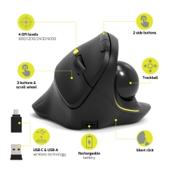 Port Maus ergonomisch Trackball kabellos Bluetooth