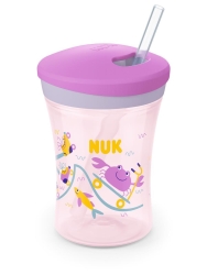 NUK Trinklernset mit drei Trinkaufsätzen lila/rosa
