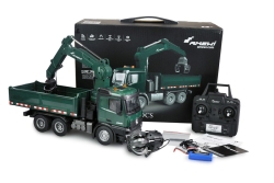 Amewi RC Baustelle MB Kranwagen+Kipper grün LiIon...