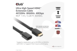 Club3D HDMI-Kabel 2.1 UHD-Verlängerungskabel 1 Meter St/Bu retail