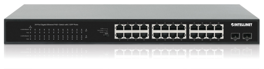 INTELLINET 24Port Gigabit PoE+ Switch 2x1G SFP 370 W
