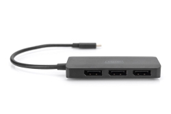 DIGITUS USB-Hub 3-Port C ->3xDP m.Kabel schwarz