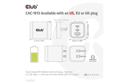 Club3D Ladegerät 2xUSB Typ C, 1xUSB Typ A, PD 65W, GaN retail