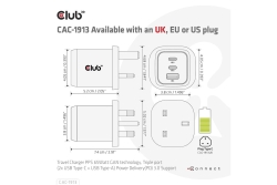 Club3D Ladegerät 2xUSB Typ C, 1xUSB Typ A, PD 65W, GaN retail