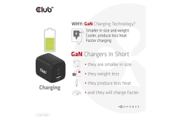 Club3D Ladegerät 2xUSB Typ C, 1xUSB Typ A, PD 65W, GaN retail