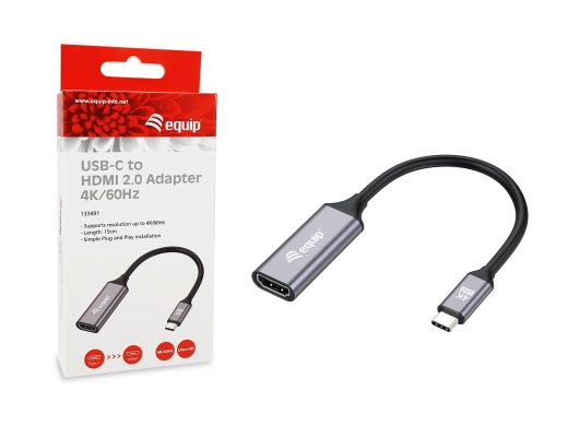 Equip Adapter USB-C->HDMI2.0 St/Bu 4K/ 60Hz 0.15m PVC