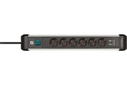 Brennenstuhl Steckdosenleiste Premium-ALU-Line 6fach 3m USB