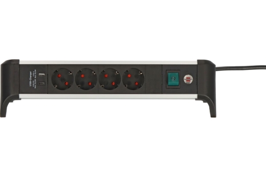 Brennenstuhl Steckdosenleiste ALU-Office-Line 4fach 1.8m USB