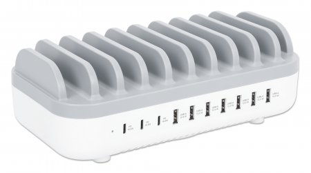 Manhattan 10-Port USB-Ladestation 120W weiß/grau