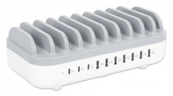 Manhattan 10-Port USB-Ladestation 120W weiß/grau