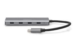 DIGITUS USB-C-Hub 4-Port 3.1->4xC3.1 integr. Kabel silber
