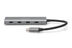 DIGITUS USB-C-Hub 4-Port 3.1->4xC3.1 integr. Kabel silber